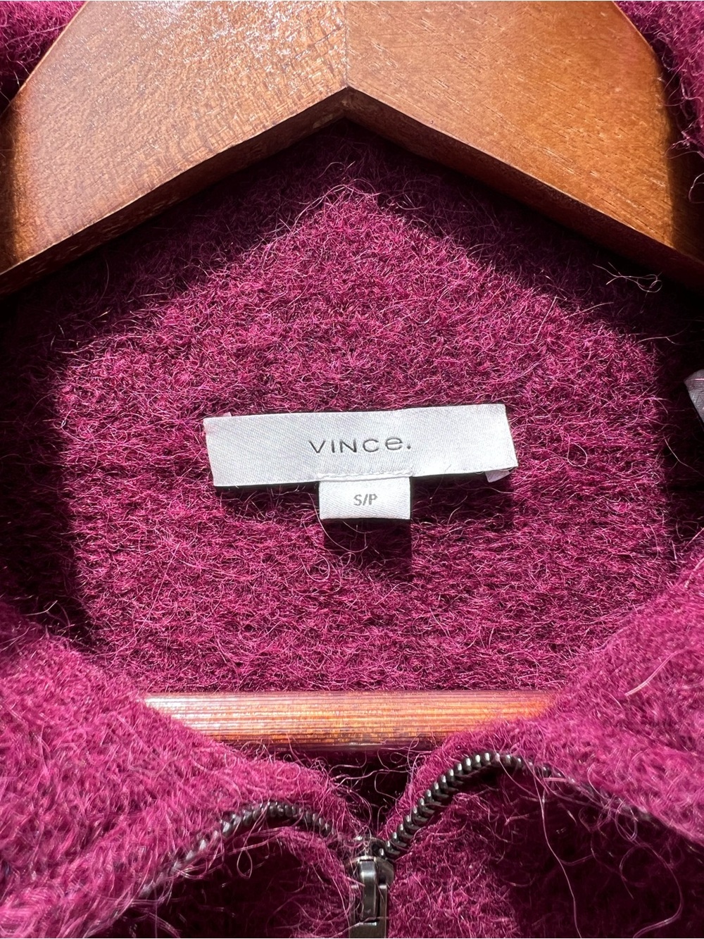 Vince Women's Half-Zip Turtleneck Sweater in Deep Burgundy - Picture 6 of 10